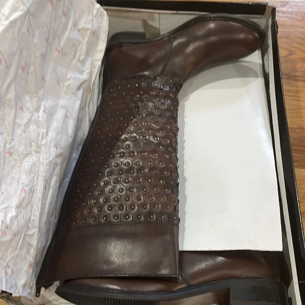 NEW Luichiny Tough Stuff Boot Studded Hardware Boots Brown sz 11